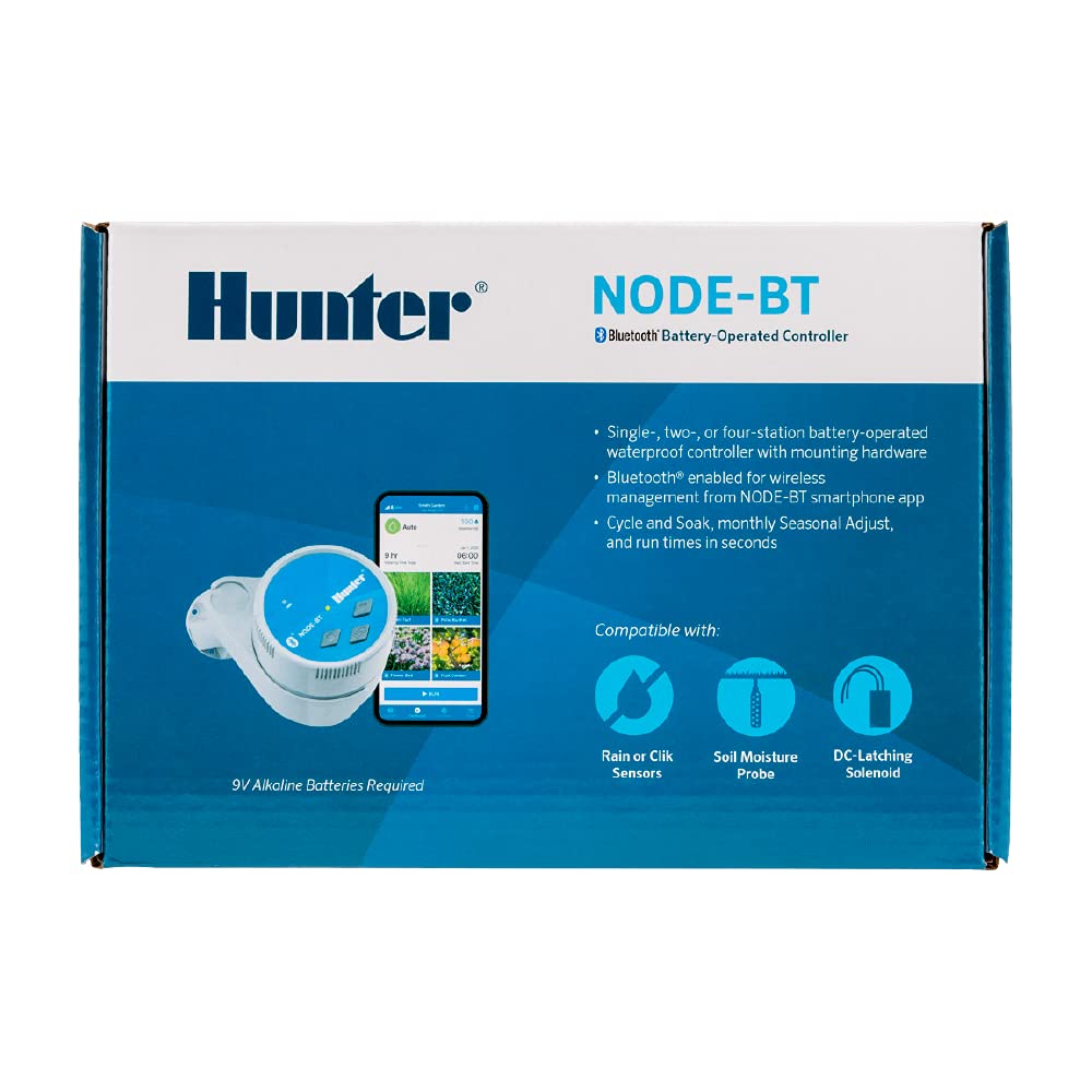 Hunter NODE-BT-100 Bluetooth Battery Operated Sprinkler Controller with Solenoid, Waterproof Irrigation Timer, Easy Install, for Gardens, Lawns, Parks, Greenhouses - Image 8